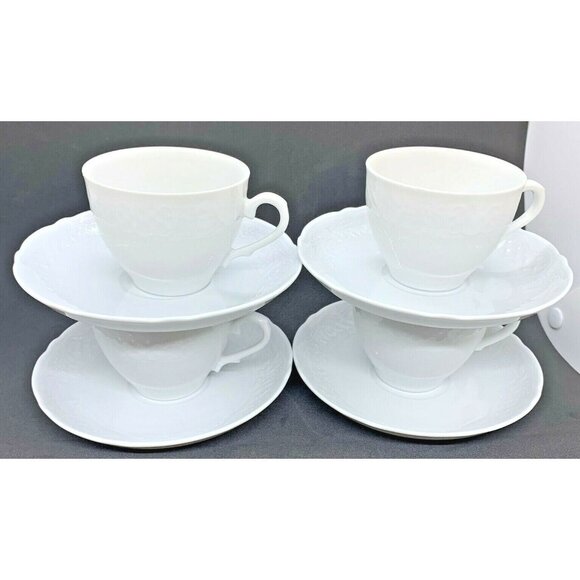 Oscar De La Renta Old Dresden Teacup & Saucers Eight Piece Set Discontinued VTG - Picture 1 of 12